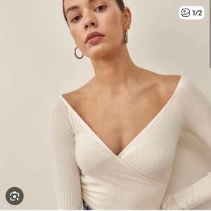 Reformation Minnie Knit Top in Ivory - Small